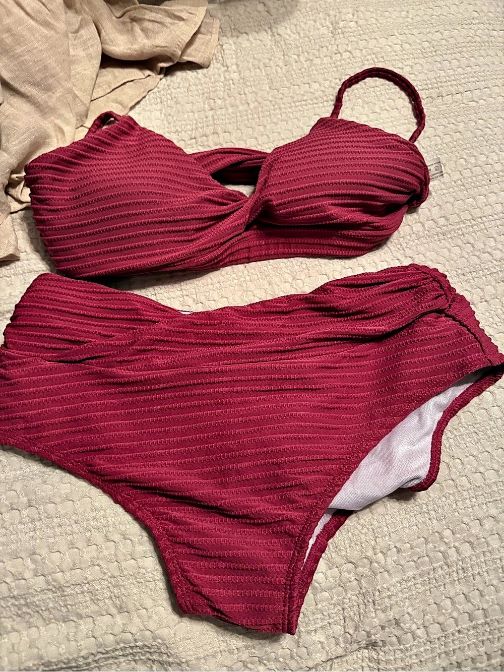Textured Bikini Set in Pink